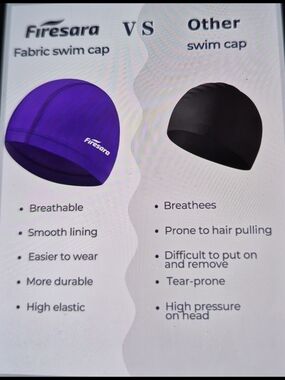 Firesara Kids Purple Fabric Swim Cap
